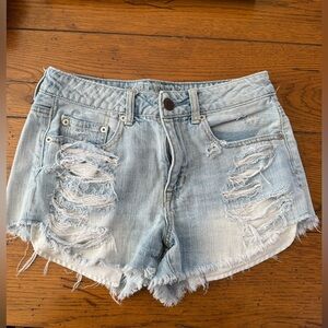 American Eagle Outfitters Light Wash Distressed Denim Shorts
